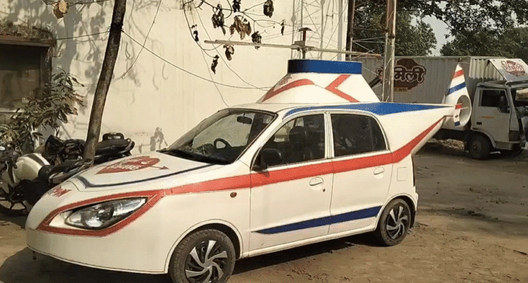 प्रतापगढ़ में हेलीकॉप्टरनुमा कार जब्त, पुलिस ने किया चालान