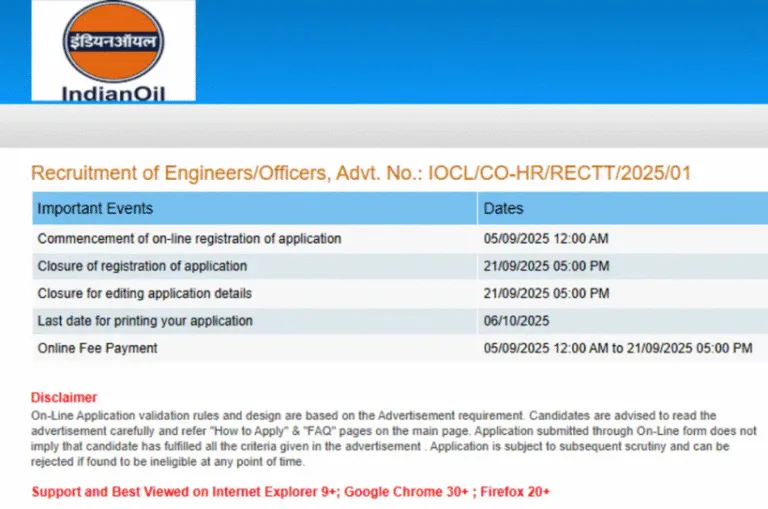IOCL Recruitment 2025: बीटेक वालों के लिए इंडियन ऑयल में ग्रेजुएट इंजीनियर पदों पर वैकेंसी