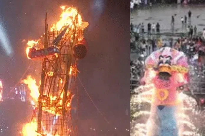 कहीं झुका, तो कहीं फुस-फुस कर जला रावण; बारिश ने दशहरा का मजा किरकिरा कर दिया