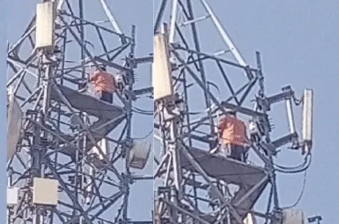 पत्नी के खाते से ठगी, कार्रवाई न होने पर युवक मोबाइल टॉवर पर चढ़ा