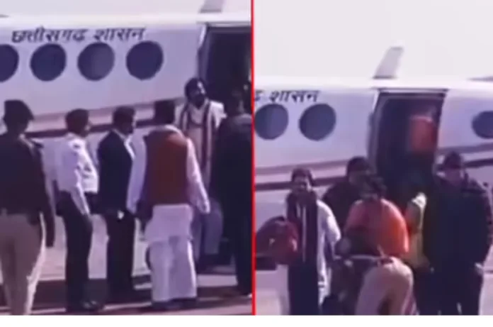 सरकारी विमान से छत्तीसगढ़ पहुंचे बाबा बागेश्वर, पुलिसकर्मी द्वारा पैर छूने पर छिड़ा विवाद