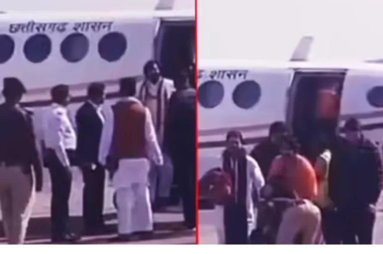 सरकारी विमान से छत्तीसगढ़ पहुंचे बाबा बागेश्वर, पुलिसकर्मी द्वारा पैर छूने पर छिड़ा विवाद