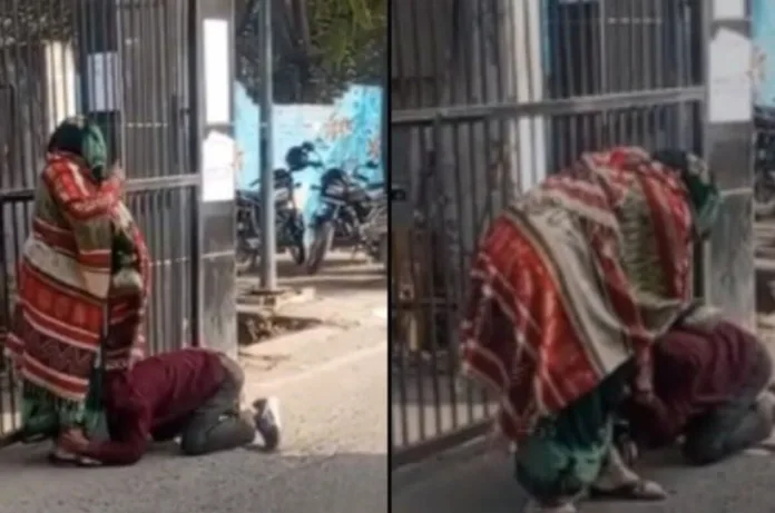 पत्नी को वापस ले जाने की गुहार, सास के पैरों में गिरकर रोया दामाद; मथुरा का वीडियो वायरल