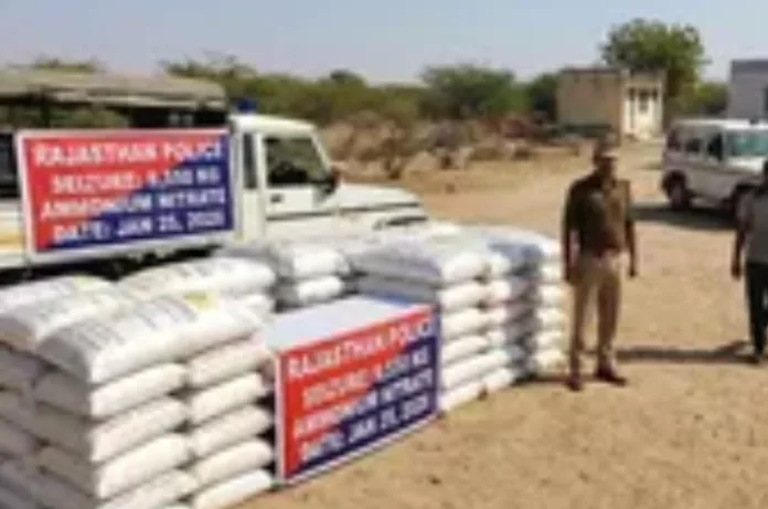 गणतंत्र दिवस से पहले राजस्थान में बड़ी कार्रवाई, 10 हजार किलो अमोनियम नाइट्रेट जब्त, आरोपी गिरफ्तार