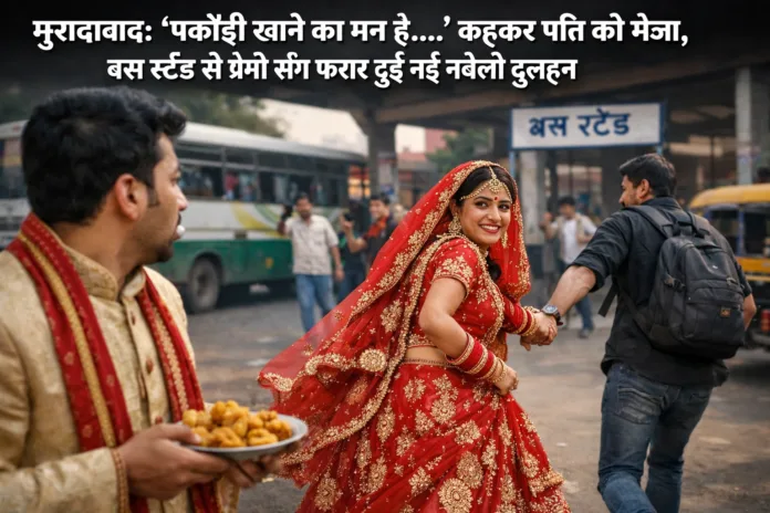 मुरादाबाद: ‘पकौड़ी खाने का मन है…’ कहकर पति को भेजा, बस स्टैंड से प्रेमी संग फरार हुई नई नवेली दुल्हन