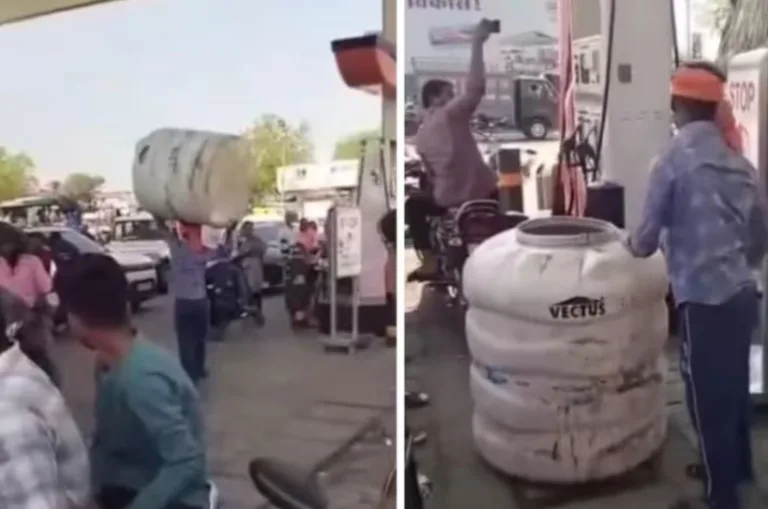 पेट्रोल पंप पर वाटर टैंक लेकर पहुंचा युवक, मच गई हलचल