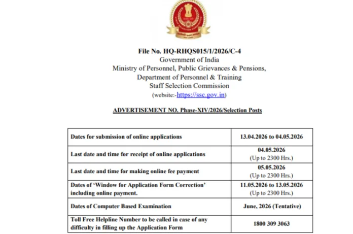 SSC Phase 14 Vacancy: 3003 पदों पर भर्ती शुरू, परीक्षा पैटर्न में बड़ा बदलाव