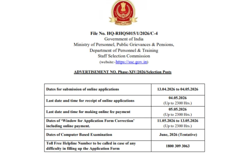 SSC Phase 14 Vacancy: 3003 पदों पर भर्ती शुरू, परीक्षा पैटर्न में बड़ा बदलाव