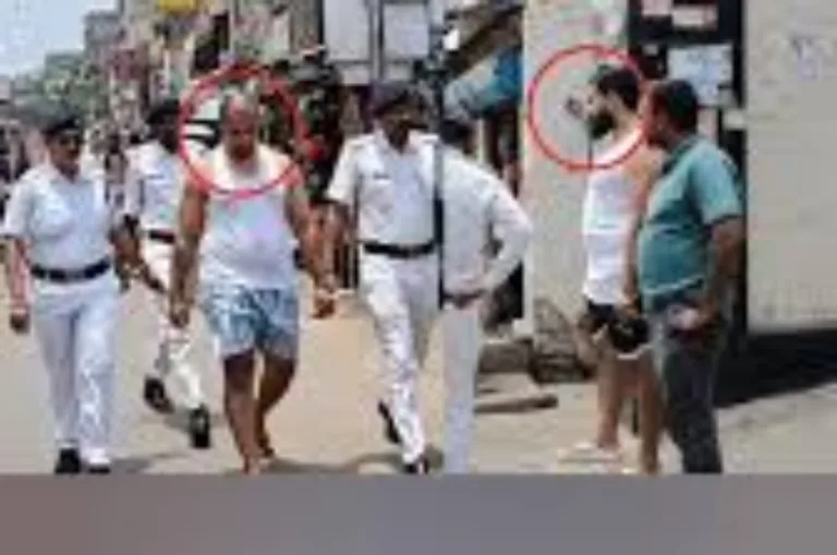 हाथों में हथकड़ी,सिर मुंडा…शुभेंदु की पुलिस का ऐक्शन;TMC गुडों की अंडरवियर में सड़क पर परेड